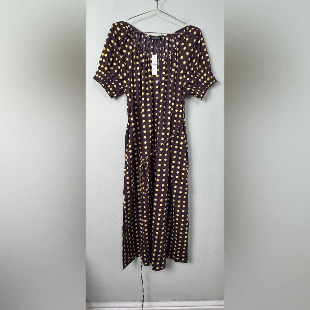 NWT J. Crew Button-up Midi‎ Dress in Dot Cotton Poplin Size Medium Polka Dot - Picture 5 of 16